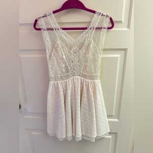 Free People Victoria Ecru Lace Dress in Cream